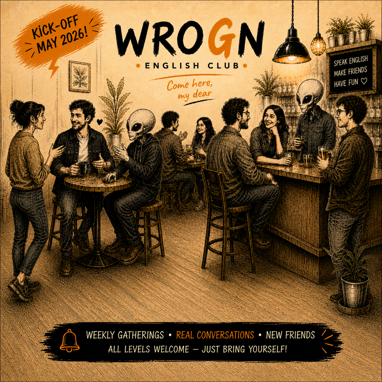Fun WROGN bar gathering visual